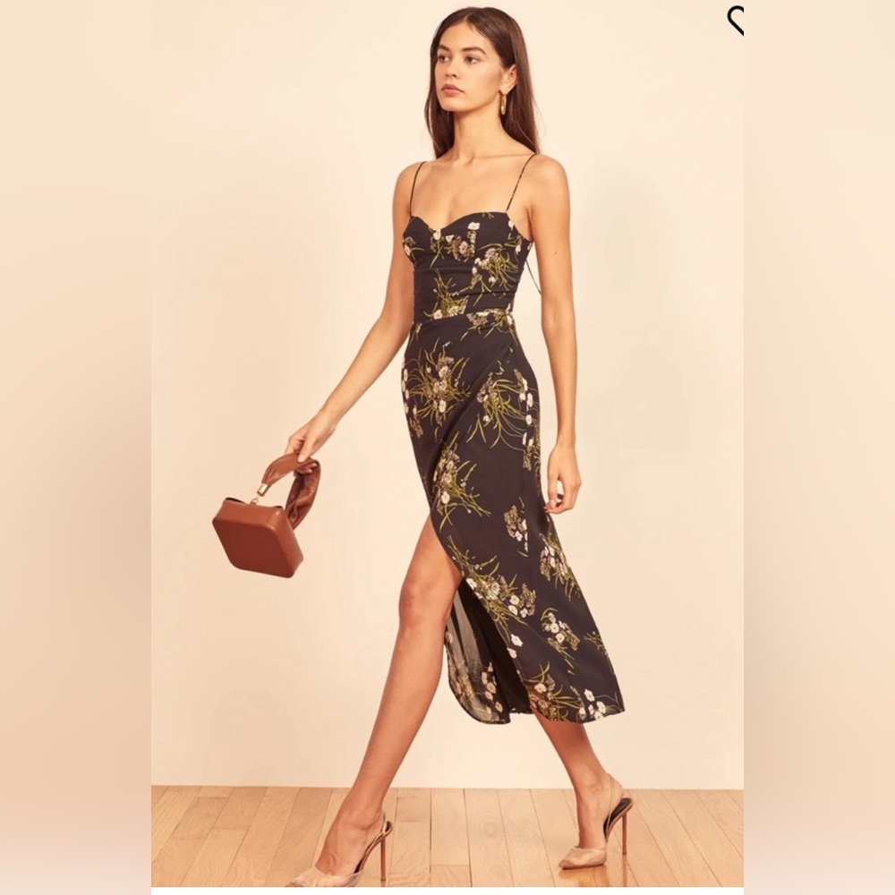Kourtney reformation dress black with flowers